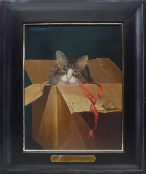 Das Portrait einer Katze. Das Tierportrait Vozzy Baer of indian Summer zeigt eine von Charly Brinkmann gemalte bzw. portraitierte Katze